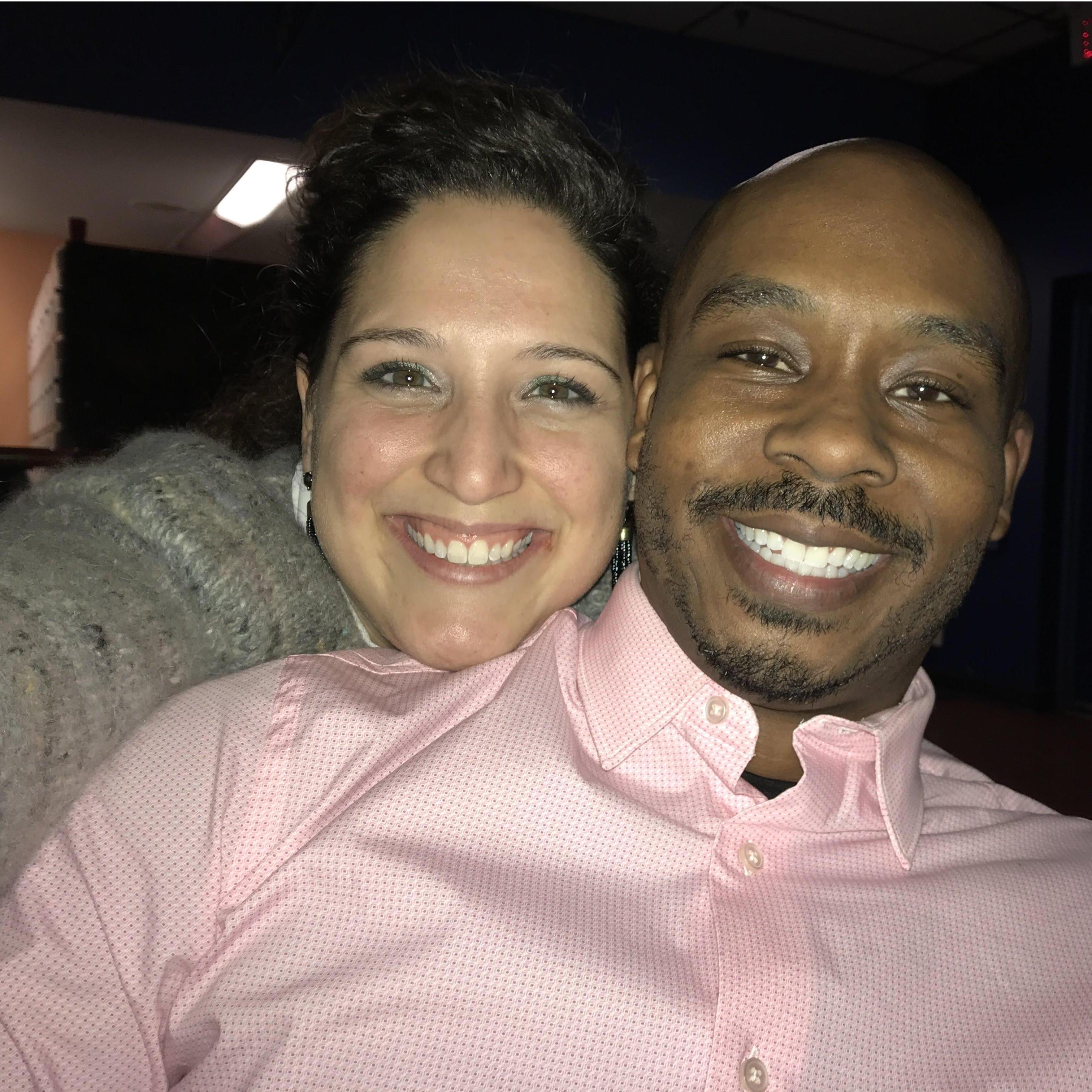 Between bowling strikes and laughing.