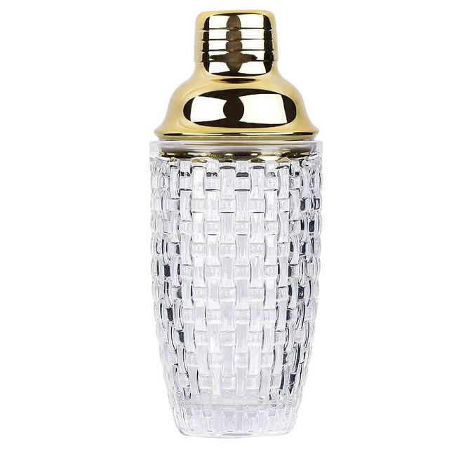 Gbuxska Glass Cocktail Shaker Set - Glass Shaker for Cocktails, Drink Shakers Cocktail and Cocktail Shakers, Glass Shaker Set for Bars, Whiskey, Cocktails (Gold, 13 oz)
