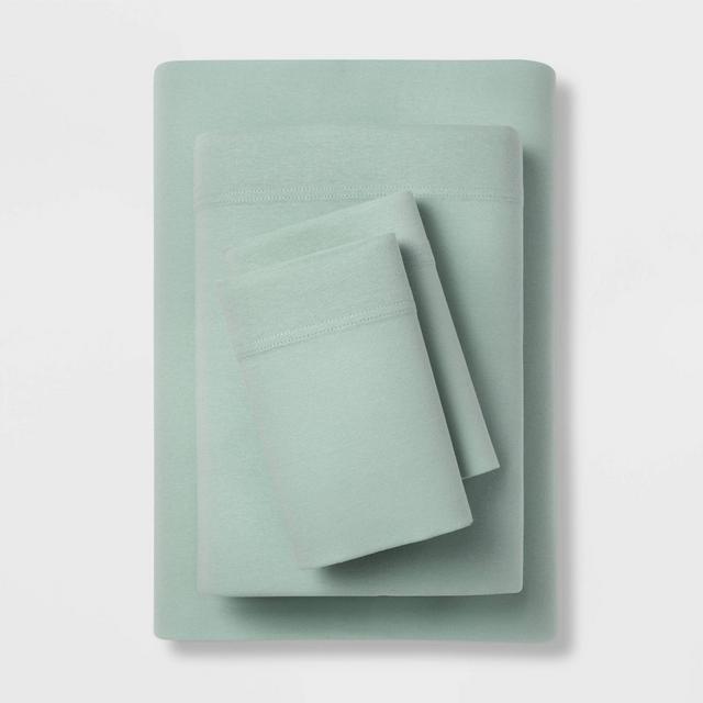 Queen Jersey Solid Sheet Set Mint - Room Essentials™