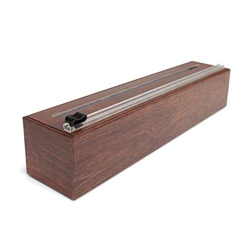 ChicWrap Wood Grain Refillable Plastic Wrap Dispenser with 250' of Professional BPA Free Plastic Wrap - Reusable Dispenser with Slide Cutter