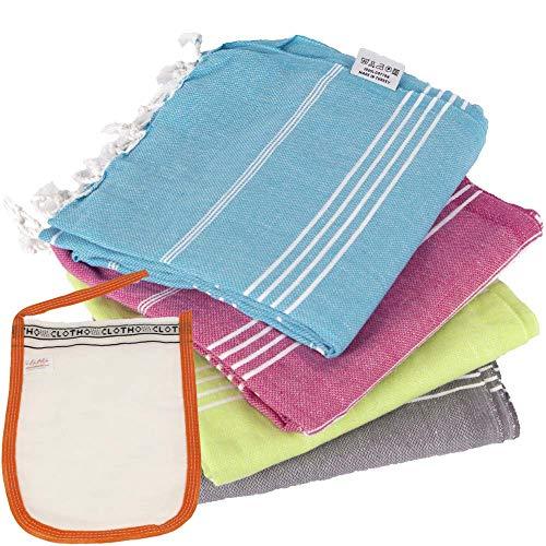 Turkish Towel Set of 4 Beach Towels Oversized Fast Drying Towel 100% Cotton Sandless Beach Towel