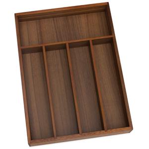 Lipper Small Acacia Wood 5-Compartment Flatware Organizer Tray