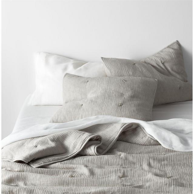 Aire Crinkle Organic Cotton Linen Blend Pebble Grey King Quilt