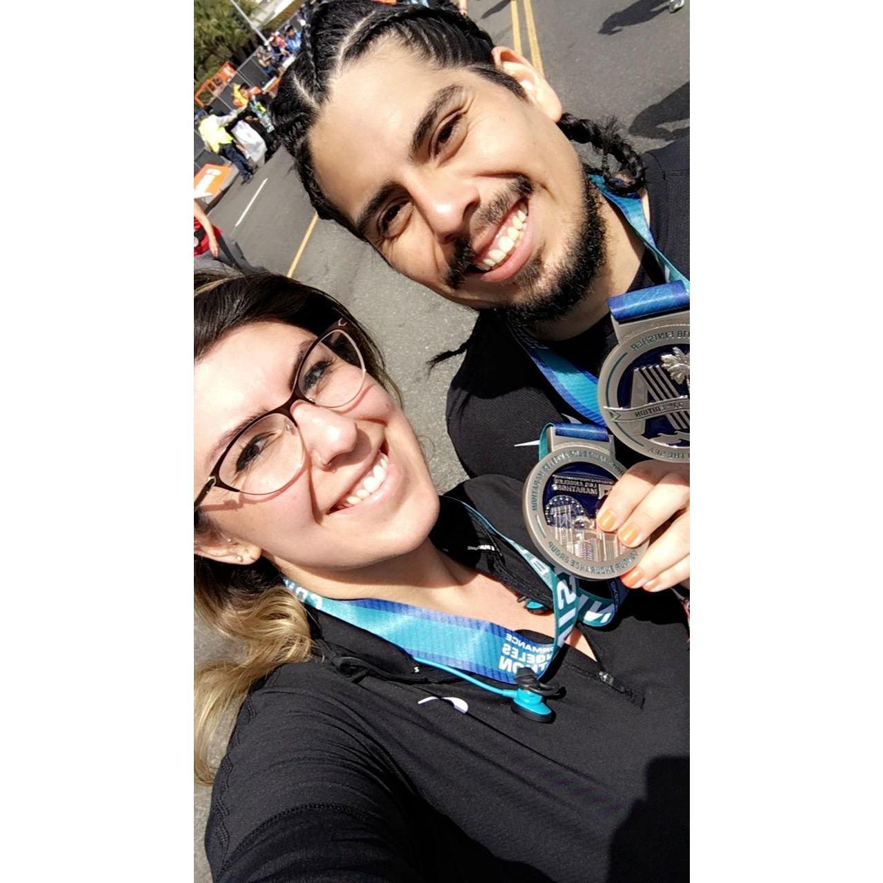 LA Marathon, one of the most challenging things we've done together, we really kept each other going when we wanted to quit!
