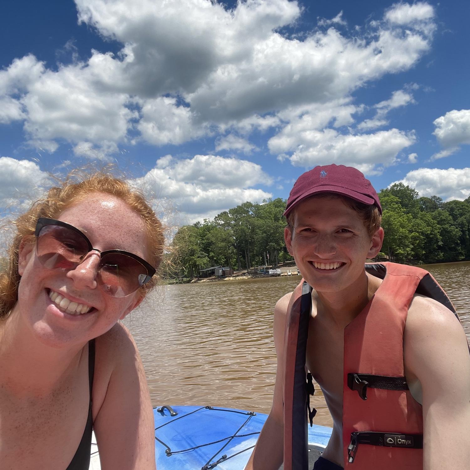 May 2022, paddle boarding on Lake Norman, North Carolina. A frequent meeting point for us while Bailey was in Charlotte!