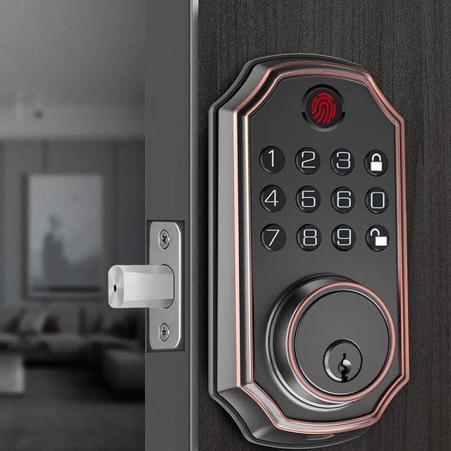 ZSZ Smart Locks for Front Door, Keyless Entry Door Lock with Fingerprint, Keypad & Code Unlock, No App/Internet Needed, Auto Lock, Function Setting with Voice, Install in 90 Seconds, Low-Battery Alert