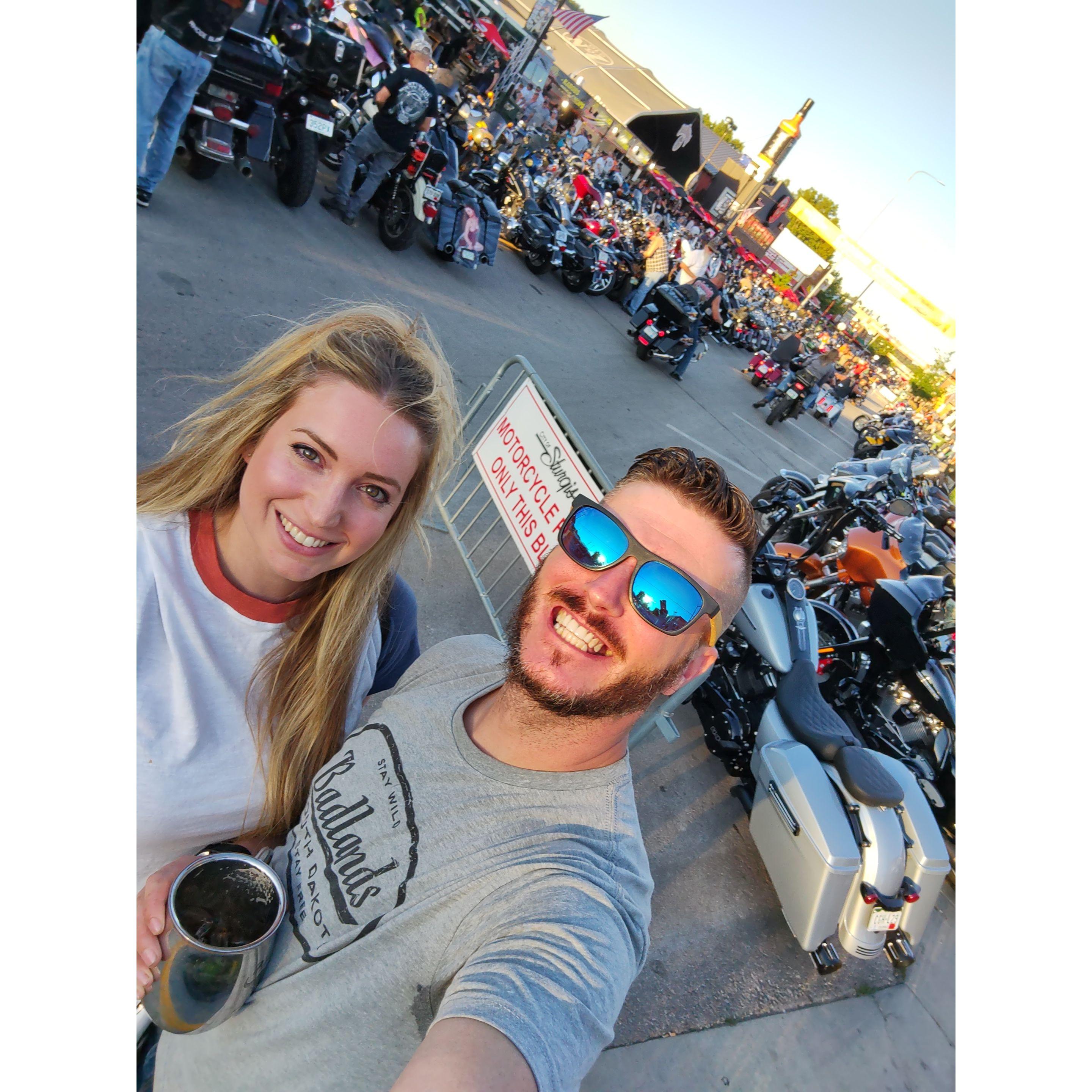 A trip down Main Street while the Sturgis Rally is in full swing. If you stick around after the wedding, the couple recommends you take in this spectacle for yourself!