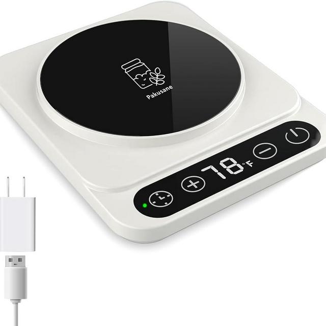 Pakusane Sourdough Starter Warmer 2.0 with USB Adapter for Kitchen, Precise 1°F Thermostat Control (70-100°F), Auto Warming On/Off, 12-Hour Timer, Game Changer for Home Baking USB Plug (Milk White)