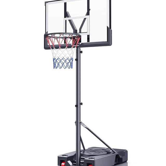 Basketball Hoop Outdoor,5.7-10 ft Adjustable Height Basketball Hoop, Portable Basketball Hoop Goal System for Teens and Adults with 45Inch Backboard