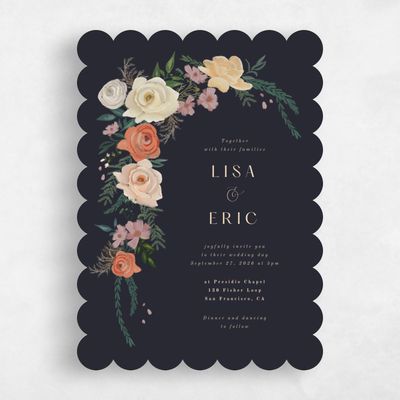 Orange Scalloped Wedding Invitation - Miele Classic