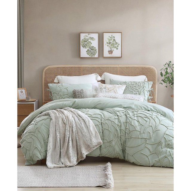 Peri Home Chenille Rose Green 3 Piece Comforter Set, King
