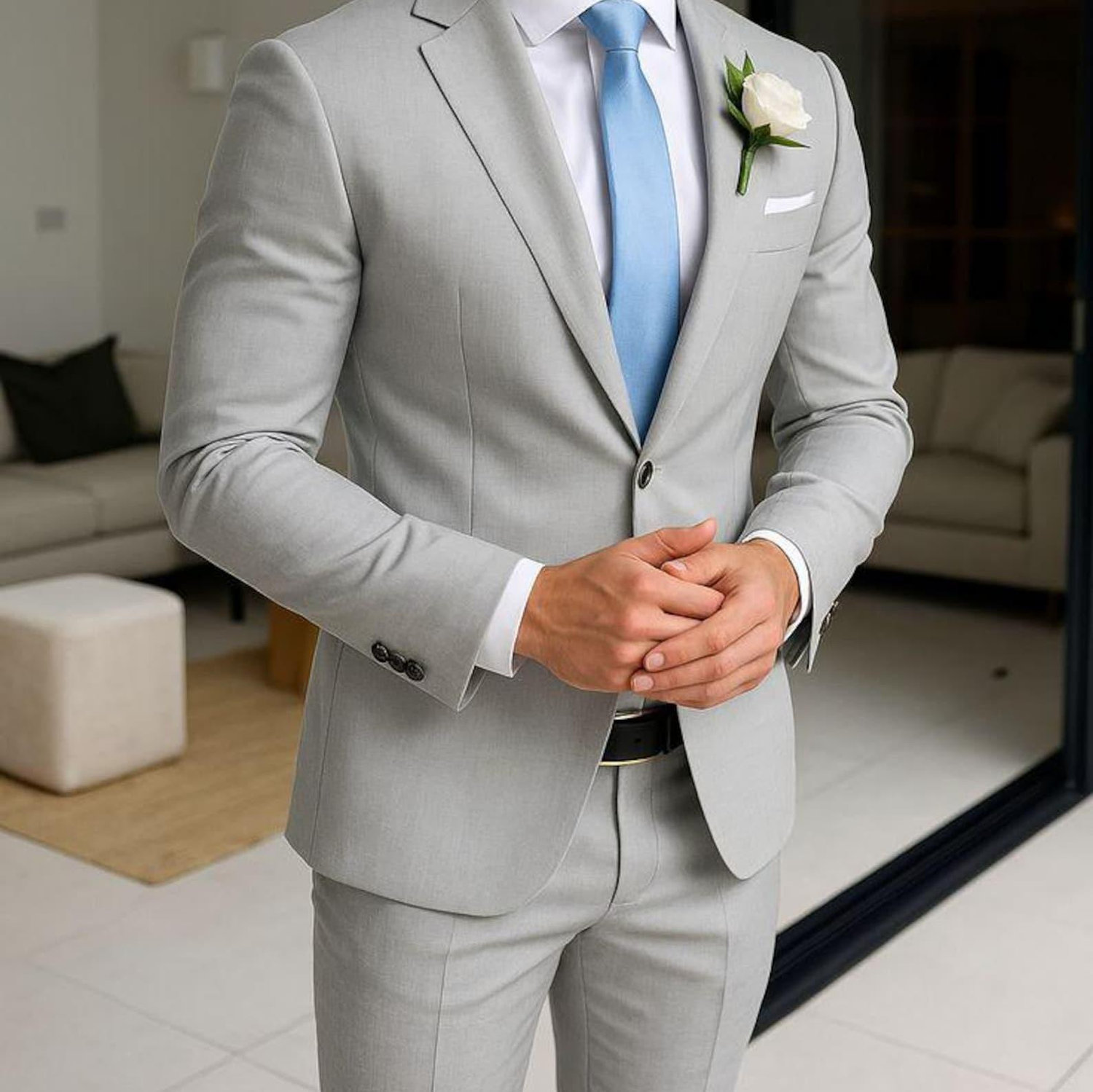 Etsy| Handmade Light Grey Suit: Terry Rayon, 2-Piece Formal Occasion $390