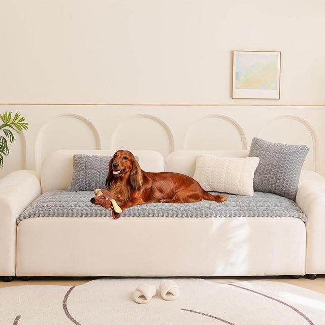 Mitid Sofa Cover Fuzzy Couch Cover for Pet, Couch Covers for Dogs Washable Non-Slip Sofa Slipcover Cushion Protector Pets Friendly Mat Bed