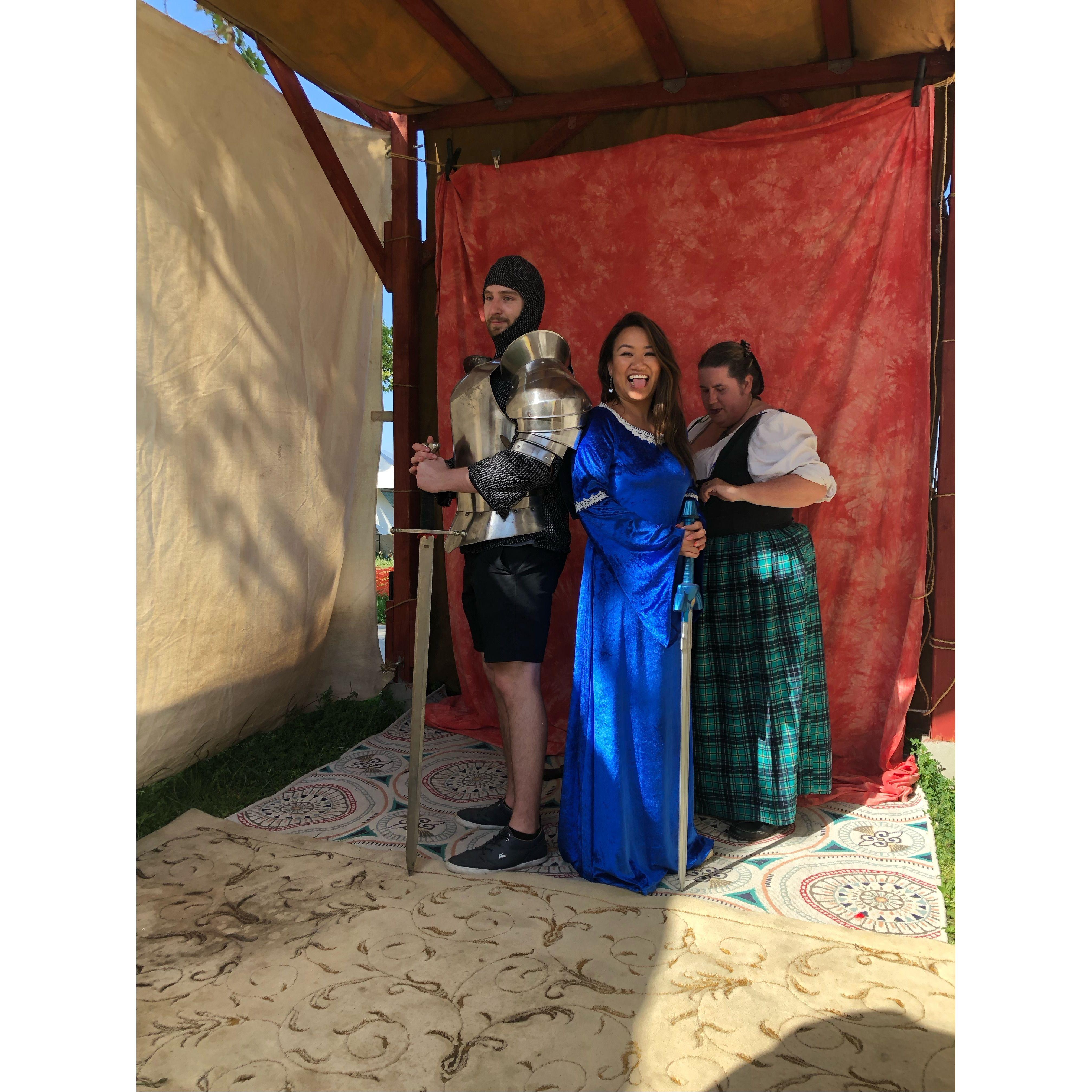 Getting into character at the Renaissance Faire.