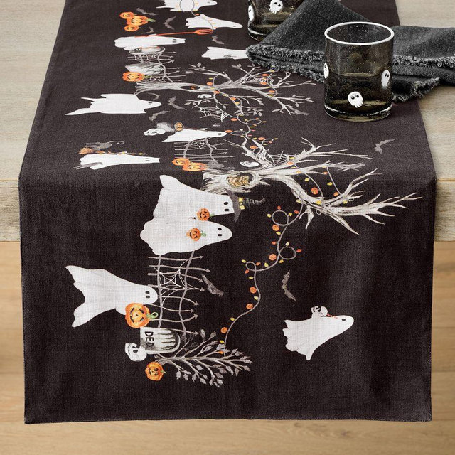Scary Squad Organic Cotton Table Runnerr - Black