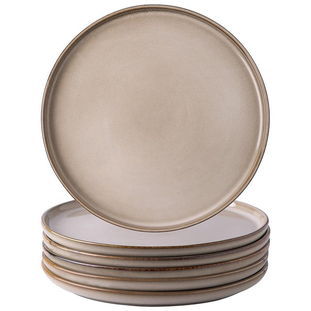 AmorArc Dinner Plates Set of 6, 10.5 Inch Reactive Glaze Ceramic Plates Set, Microwave, Dishwasher Safe, Scratch Resistant, Modern Large Dinnerware Dishes Set Kitchen Stoneware Plates