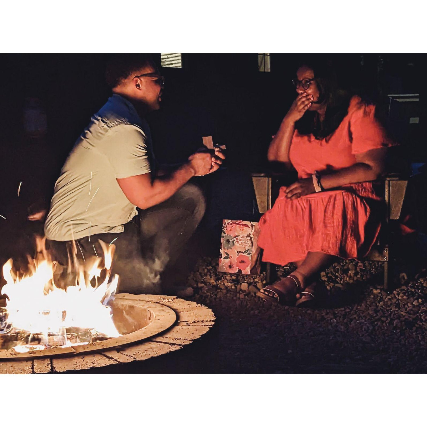Josh proposed under the stars in Hocking Hills, one of our favorite places!