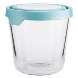 TrueSeal® Tall Round Glass Food Storage with Mineral Blue Lid, 7 Cups