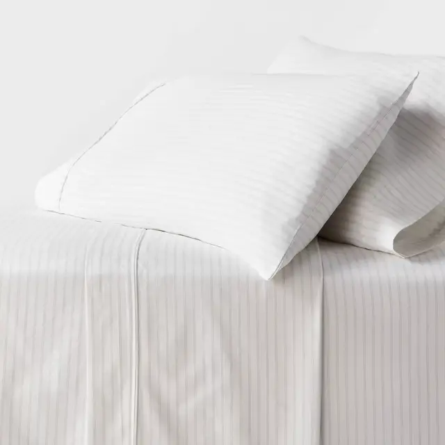Queen 400 Thread Count Performance Sheet Set Gray Stripe - Threshold™