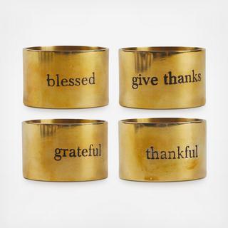 Always Grateful Napkin Ring, Set of 4