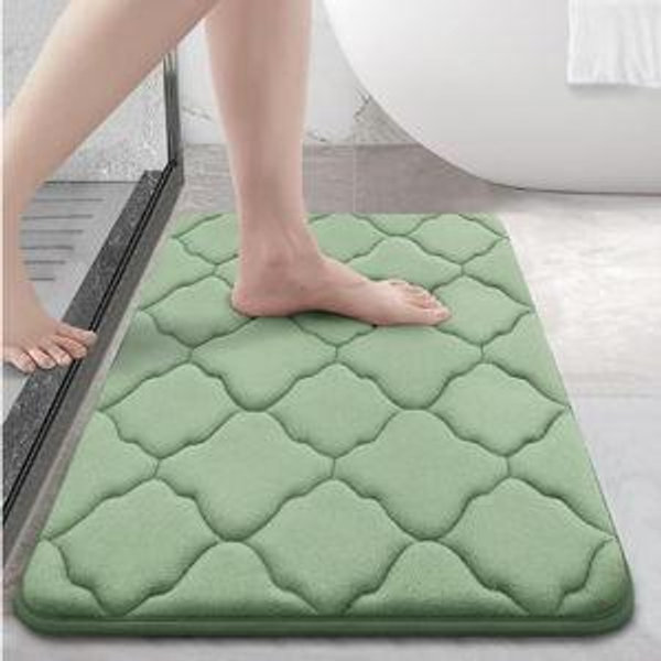 OLANLY Memory Foam Bath Mat Rug 24x16, Ultra Soft and Absorbent Bathroom Rugs, Non-Slip, Comfortable, Machine Washable Bath Carpet for Bathroom Floor, Tub Shower and Home Decor Accessories, Sage Green