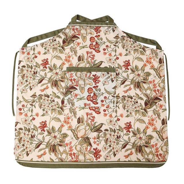 ISAENNE Floral Pattern Linen Apron with Pocket,Vintage Stylish Kitchen and Garden Aprons for Women and Men
