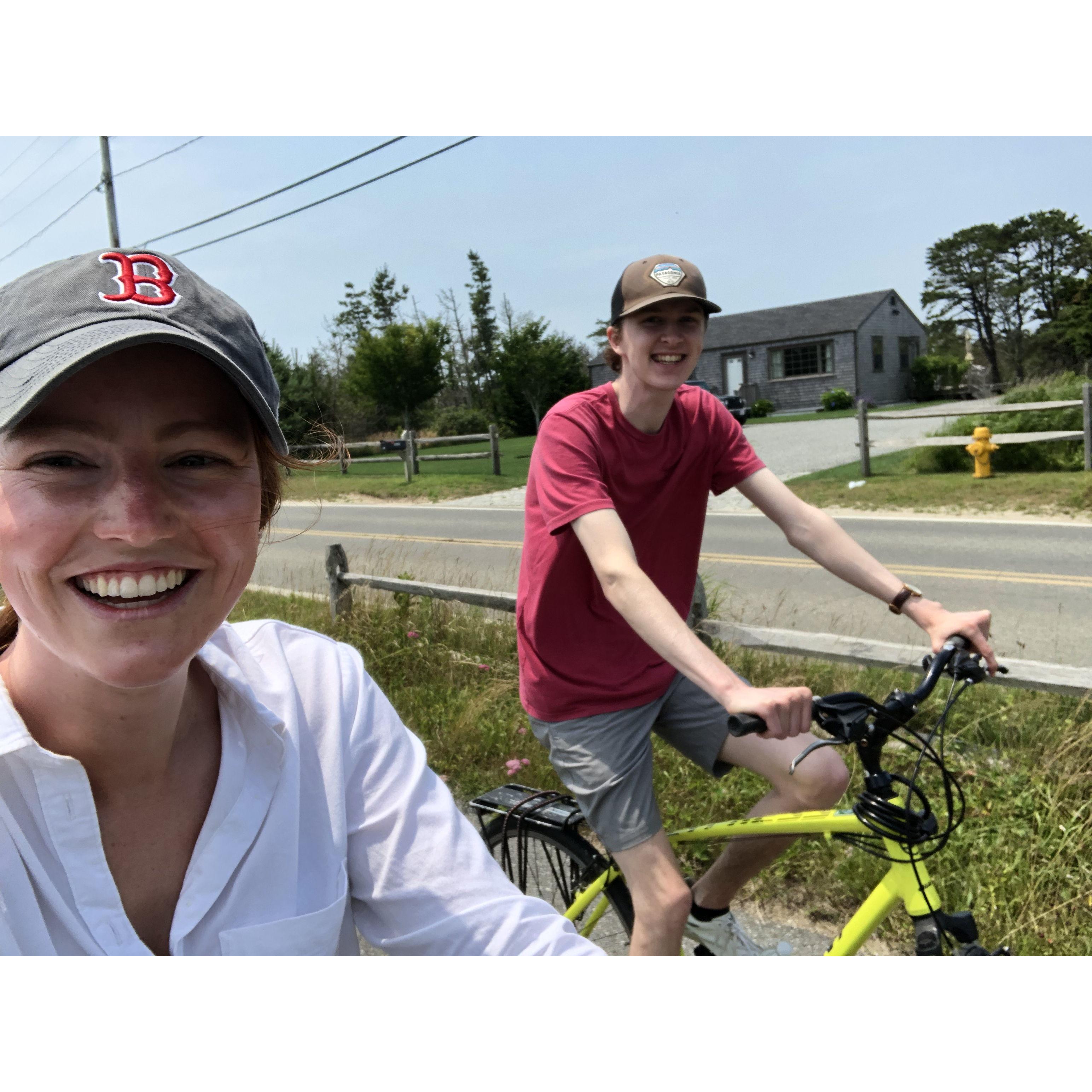 Nantucket Bike Rides, a very rare moment of Brendan smiling on this bike