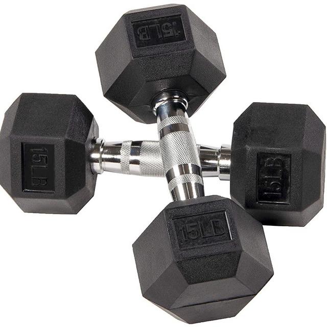 Sporzon! Rubber Encased Hex Dumbbell in Pairs or Singles