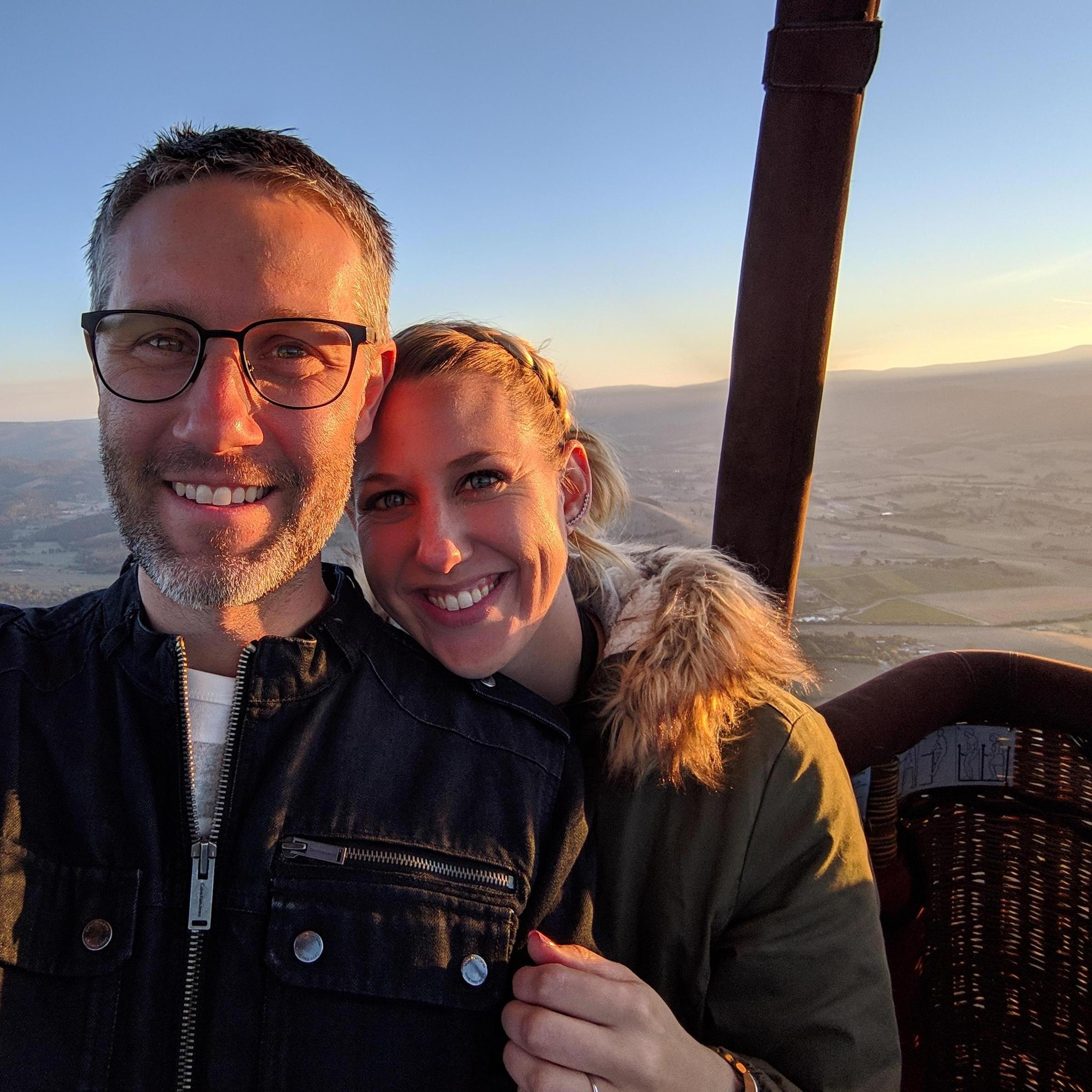 Post engagement, hot air balloon ride through the Yara Valley, Victoria.