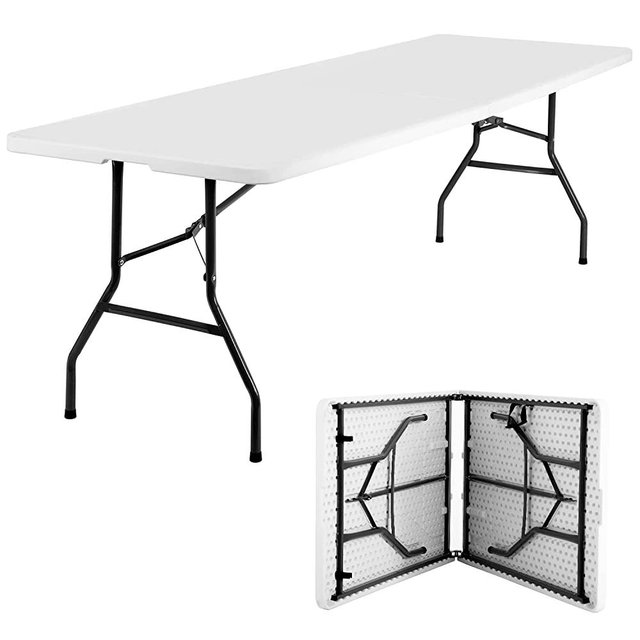 8FT Folding Table Camping Table Plastic Foldable Table Picnic Table for Outdoor Office Parties Camping