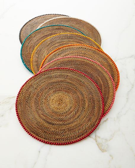 Calaisio Four Round Bead-Rimmed Placemats