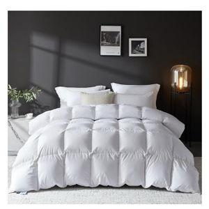 L LOVSOUL L LOVSOUL Goose Feather Down Fiber Comforter Queen Size, 100% Organic Cotton Fabric Duvet Insert,1200TC,750+FP, Hotel Collection, All Season White Bedding Comforters with 8 Tabs,72oz