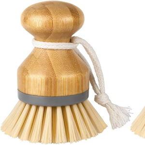 MR.SIGA Bamboo Palm Brush, Scrub Brush for Dishes Pots Pans Kitchen Sink Cleaning, Pack of 2