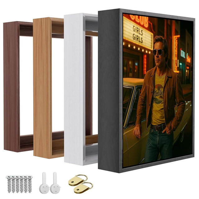 ART Canvas Floater Frame Fits 1”–1.25”Deep Gallery-Wrapped Canvas, Wood-Look Floater Frames for Finished Stretched Canvas Prints, Wall Oil Paintings Artwork for Home Bedroom (Light Oak, 18" x 24")