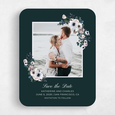 Green Rounded Wedding Save the Date - Napa Frame