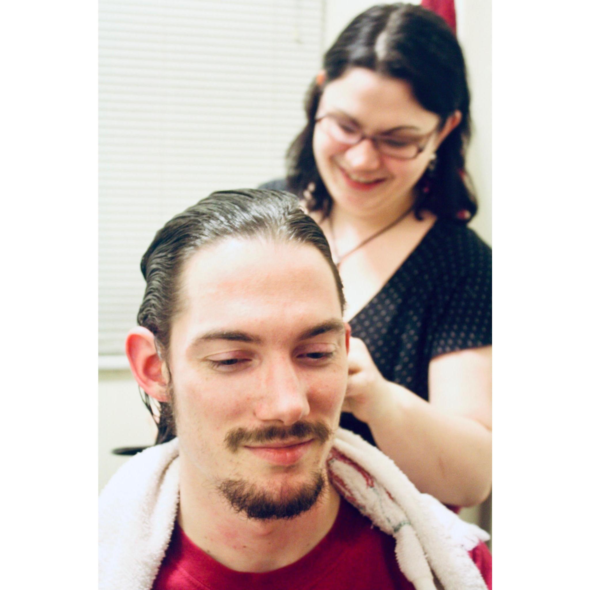 This was when I cut off all of Robert's hair right after we started dating and inadvertently made him look like Prince Valiant.