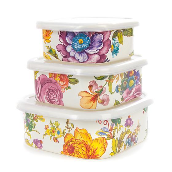 Flower Market Squarage Bowls - White - Set of 3