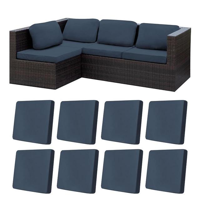 8Pcs Stretch Patio Cushion Covers,Outdoor Couch Covers Replacement,Outdoor Couch & Sofa Slipcovers,for Patio Furniture Cushion Covers,Washable Reusable Furniture Protector (Grey Blue,Cover Only)