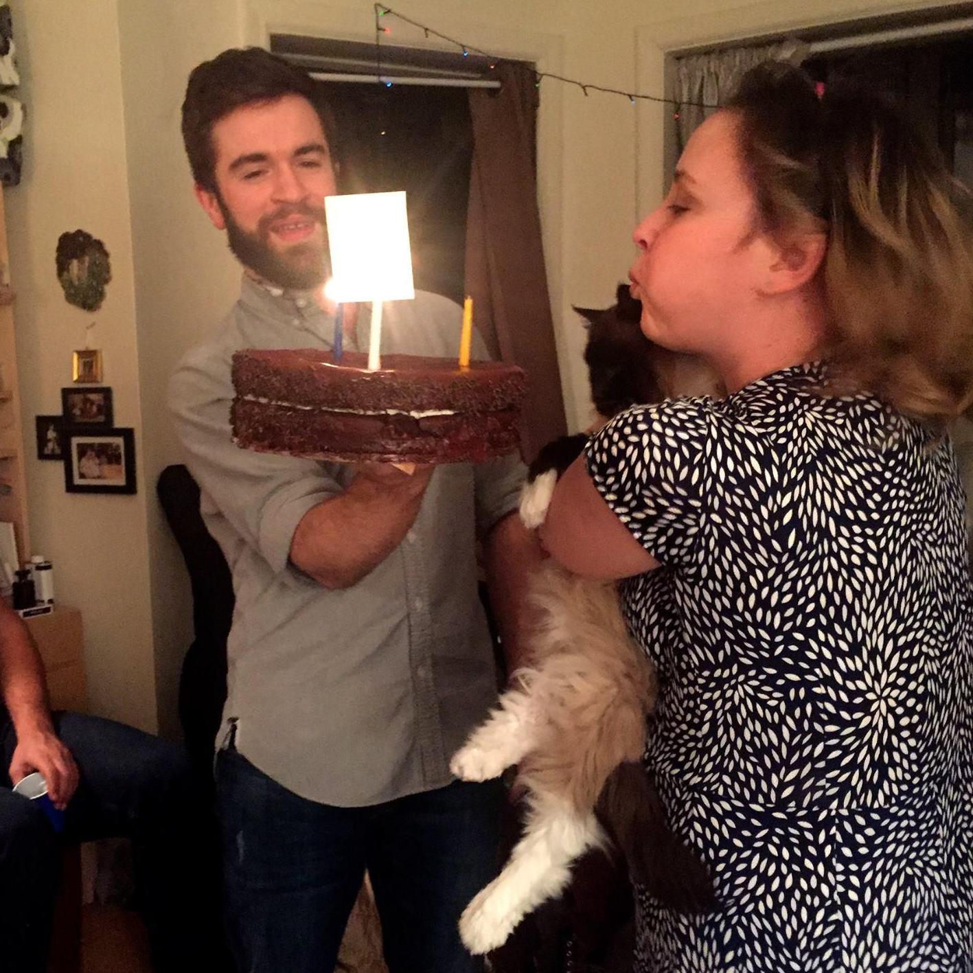 Our son Nigel won't be at the wedding but here we are celebrating his 20th birthday.