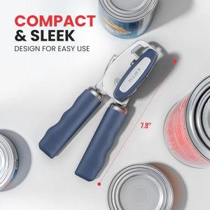 Zulay Kitchen Heavy Duty Stainless Steel Can Opener Manual with Bottle Opener - Rust Proof Manual Can Opener With Turn Knob & Soft Grip Handles