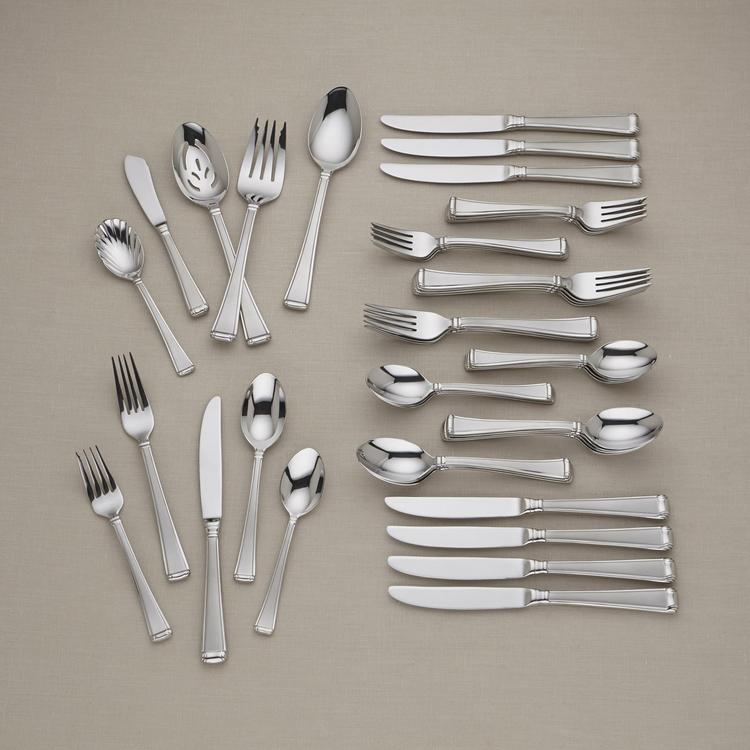 Lenox, Gorham Column Frosted 45-Piece Flatware Set, Service for 8