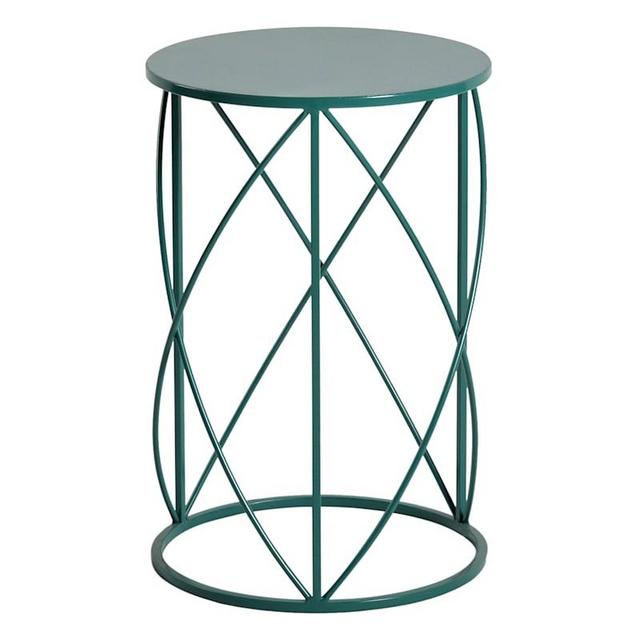 Metal Drum Accent Table Blue, Large