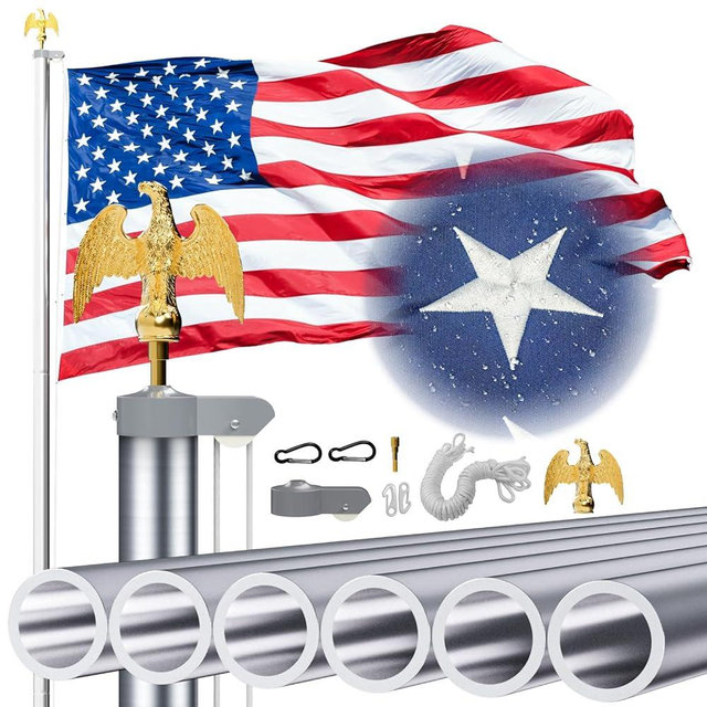 Flag Pole for Outside House,20 FT Heavy Duty Flag Pole 12 Gauge Extra Thick Aluminum Flagpole for 3x5 Flags Outdoor, American Flags for Outside with Pole Kit for Residential or Commercial
