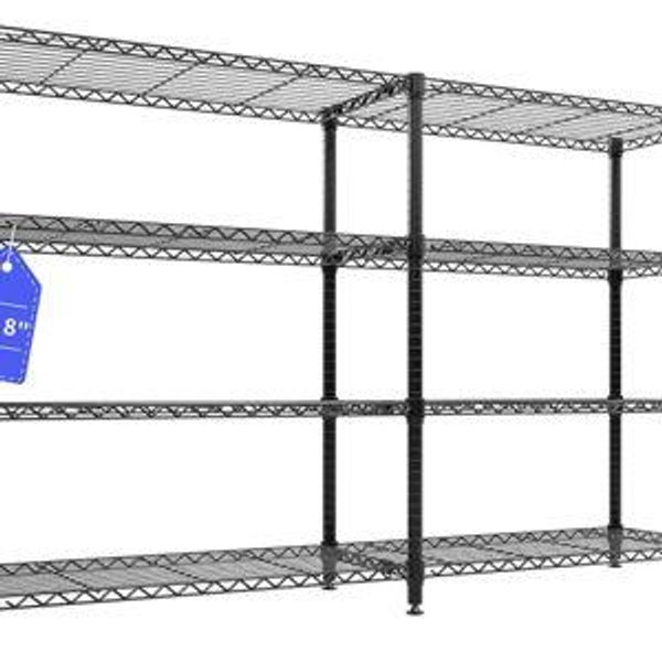 Garvee 70.8" W Storage Shelves Metal Shelving Unit, 4-Tier Heavy Duty Wire Shelving Extra Wide L-Shaped Storage Rack for Apartment Pantry Kitchen Corner Bedroom