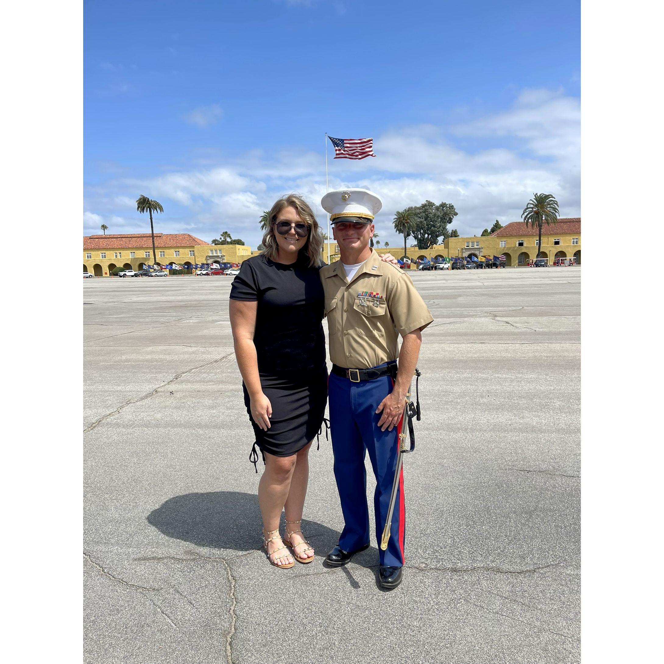 August 2021 | San Diego Recruit Depot - Brock was the company commander and led the graduation!