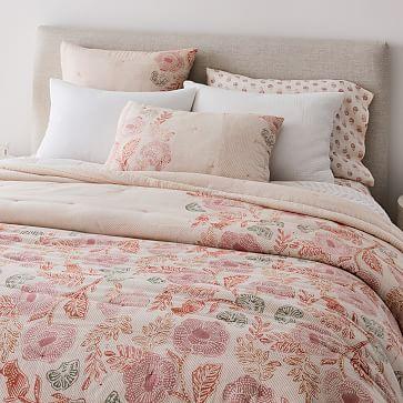 Full/Queen Floral Block Print Quilt