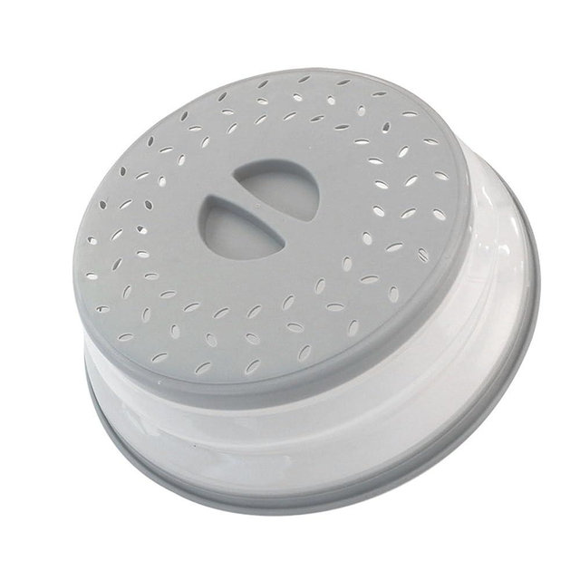 Collapsible Microwave Splatter Cover For Food With Silicone Mats, 10.5 Inch, Dishwasher-safe, Microwave Plate Cover With Steam Vent，BPA-Free Silicone & Plastic (Light grey)