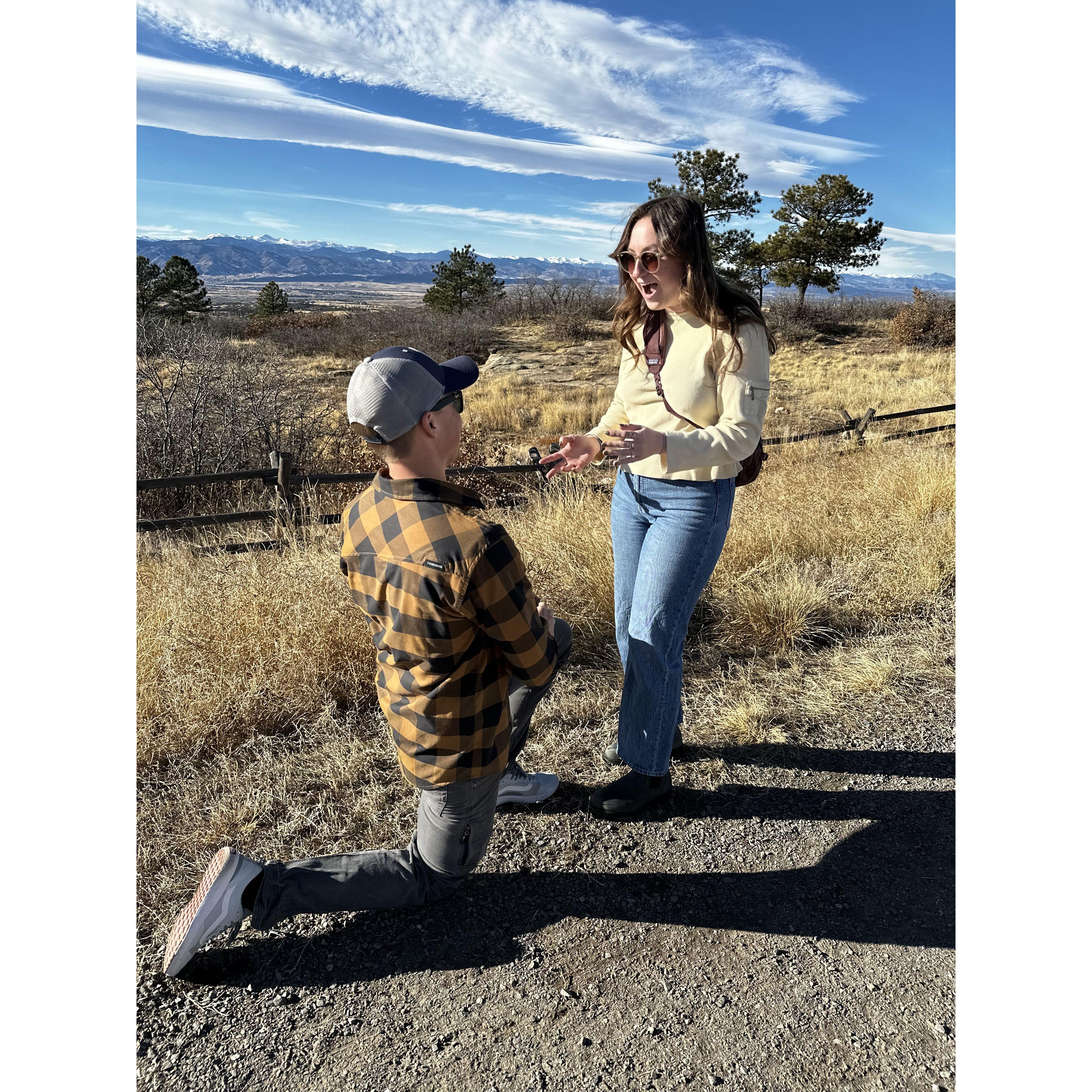Our Engagement in Daniel's Park, December 16, 2023! We had our very first date here in May 2017!