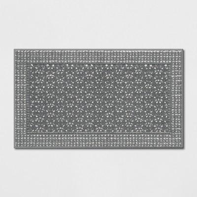 1&#39;8&#34;X2&#39;10&#34; Washable Geometric Border Tufted Accent Rug Radiant Gray - Threshold&#8482;