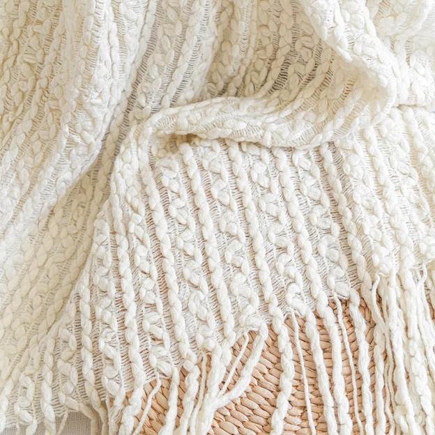 Woven Throw Blanket, Thin Blanket, Boho Blanket With Tassels, Textured Blanket